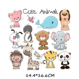 HULIANFU Iron on Cute Animal Patches Set for Clothing DIY T-shirt Applique Vinyl Unicorn Heat Transfer Clothes Stickers Thermal Press T