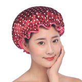HULIANFU Waterproof Shower Cap Double Layer Elastic Bath Hat Bathing Cap For Women Spa Bathing Accessory Hair Salon Bathroom Product