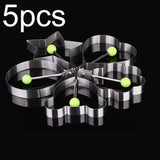 HULIANFU  5 Shapes Stainless Steel Fried Egg Shaper Egg Mold DIY Breakfast Egg Pancake Rings Sandwich Kitchen Tools Utensil Baking Tools