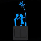 HULIANFU Light Switch Sticker Luminous Wall Stickers Cartoon Glow in the Dark Sticker Decal for Kids Room Decoration Home Decor Cat Fairy