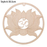 HULIANFU Log Color Chakra Pattern Round Edge Circles Carved Wooden Stand Coaster Flower of life Reload Stone Kitchen Hot Pad Mat Decor