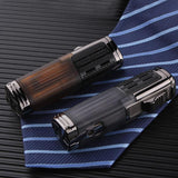 HULIANFU Metal Windproof Spray Gun Gas Lighter Smoking Four FlamesTorch 1300 C Multifunction Cigar Butane Lighters With Cigar Cutter