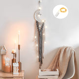 HULIANFU Macrame Dream Catcher Boho Home Decor Moon Ramadan Decoration Macrame Wall Hanging Baby Nordic Room Decoration Kids Nursery