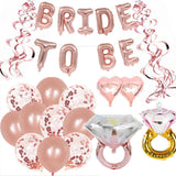 HULIANFU Rose Gold Spiral Streamers Bride To Be Letter Foil Balloon Bachelorette Party Decoration Hen Party Wedding Bridal Shower Supplie
