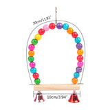 HULIANFU Natural Wooden Parrots Swing Toy Birds Perch Hanging Cage with Colorful Beads Bells Pet Supplies PXPC