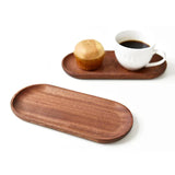 HULIANFU Mini Serving Tray for Jewellery Key Coin Oval Wood Natural Dessert Cup Tray Small Wooden Cheese Plate Tableware Deco