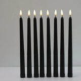 HULIANFU Pack of 6 Black/White LED Birthday Candles,Yellow/Warm White Plastic Flameless Flickering Battery Operated LED Halloween Candles