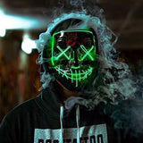 HULIANFU LED Halloween Mask Luminous Glow In The Dark Mascaras Halloween Party Costume Cosplay Masques Horror Props Neon light Masquerade