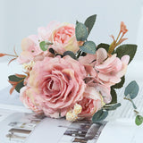 HULIANFU 2023 Beautiful Hydrangea Roses Artificial Flowers for Home Wedding Decorations High Quality Autumn Bouquet Mousse Peony Fake Flower