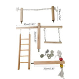 HULIANFU Parrot Climbing Ladder Swing Toy Natural Wood Bird Conure Cage Stand Rope Perch