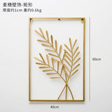 HULIANFU Nordic Metal Leaf Plant Wall Decor Wrought Iron Wall Hanging Non-perforated Wall Mural Living Room Bedroom Home Decoration Hot