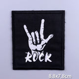 HULIANFU Patches On Clothes Stickers Hippie Rock Stripes Embroidered Patches For Clothing Iron On Patch Skull Biker Stripes for Jackets