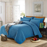 HULIANFU Pure Color Double Duvet Single Twin Comforter Bedding Set 2/3 Bed Cover Set King Queen Size Bed Box Duvets Linen Quilt Cover