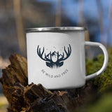 HULIANFU Night Forest Mountain Print Enamel Creative Coffee Tea Water  Milk Cups Camping Mugs Handle Drinkware Vacation Hiking Mug Gifts
