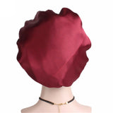 HULIANFU Women Sleeping Caps Bathroom Satin Solid Color Stretch Bonnets Hair Hat for Daily Use and Beauty