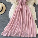 hulianfu Yellow/Purple/White Chiffon Dress Women Sexy Slash Neck Ruffle Robe Elegant Ruffle High Waist Vestidos Female Beach Vacation New