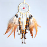 HULIANFU Original silver gray dream catcher 2 ring Indian feather hanging art gifts to bestie friends creative valentine's day gifts