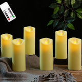HULIANFU Pack of 3/6 LED Battery Operated Flameless Candles Remote Control,Moving Wick Swing Flame Pillar Candles For Wedding Birthday