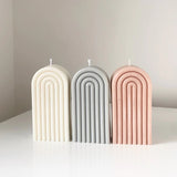 HULIANFU New Art Geometric Rainbow Arch Candle Silicone Mold 3D Handmade Craft Aromatherapy Candle Soy Wax Mould Making Supplies