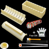 HULIANFU IYouNice 11Pcs/Set Sushi Maker Equipment Kit,Japanese Rice Ball Cake Roll Mold Sushi Multifunctional Mould Making Sushi Tools