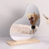 HULIANFU Makeup Mirror Ins Irregular Acrylic Decorative Mirror Wooden Base Cosmetic de maquillaje Beauty Tools Korean style