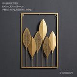 HULIANFU 2023 Nordic Metal Leaf Plant Wall Decor Wrought Iron Wall Hanging Non-perforated Wall Mural Living Room Bedroom Home Decoration Hot