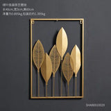 HULIANFU Nordic Metal Leaf Plant Wall Decor Wrought Iron Wall Hanging Non-perforated Wall Mural Living Room Bedroom Home Decoration Hot