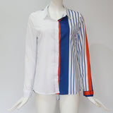 hulianfu Fashion Women Ladies Long Sleeve Loose Blouse Summer V-Neck Casual Shirts Tops Clothing Turn Down Collar Office Casual Clothes