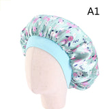 HULIANFU Women Night Sleep Hat Adjust Satin Bonnet Hair Styling Cap Long Hair Care 29 Styles Silk Head Wrap Shower Cap Hair Styling Tools