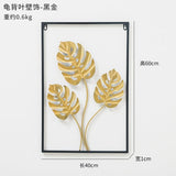 HULIANFU 2023 Nordic Metal Leaf Plant Wall Decor Wrought Iron Wall Hanging Non-perforated Wall Mural Living Room Bedroom Home Decoration Hot