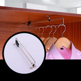 HULIANFU Stainless Steel Retractable Wardrobe Rail Clothes Hanger Towel Coat Racks Closet Rod (Simplified Type,Silver)