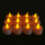HULIANFU Pack of 12/24 Flickering Remote Control Candles Warm White/Yellow Electric Flameless Tealights For Valentine  Day Decoration
