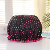 HULIANFU Waterproof Shower Cap Double Layer Elastic Bath Hat Bathing Cap For Women Spa Bathing Accessory Hair Salon Bathroom Product