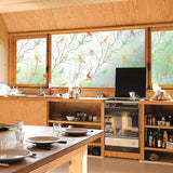 HULIANFU Privacy Window Film Opaque Non-Adhesive Bird Decals Decorative Glass Covering Static Cling Tint Frosted Window Stickers for Home