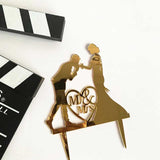 HULIANFU Wedding Cake Topper Acrylic Bride to be Cake Decorations Mariage Anniversary Birthday Party Baking Dessert Cake Top Flag Cupcake