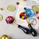 HULIANFU Wax Spoon Sealing Wax Seal Stamp Beads for vintage craft Envelope Wedding Wax seal Ancient Sealing Wax stamp Wooden Handle spoon