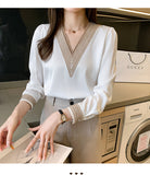 Long Sleeve White Blouse Tops Blouse Women Blusas Mujer De Moda hulianfu Embroidery V-Neck Chiffon Blouse Shirt Women Blouses E226