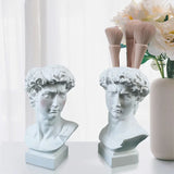 HULIANFU New Creative David Sculpture Resin Pen Holder Desk Organizer Makeup Brush Organizer Flower Pot Vase Resin Art Craft Decor