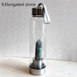 HULIANFU water bottle Drop Shipping Natural Crystal Point Healing Obelisk Wand Elixir Quartz Crystal Water Bottle To wand heals energy st