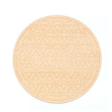 HULIANFU Log Color Chakra Pattern Round Edge Circles Carved Wooden Stand Coaster Flower of life Reload Stone Kitchen Hot Pad Mat Decor