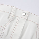 Hulianfu White Strapless Cropped Tube Top Women Sexy Backless Boob Tube Crop Tops Zipper Black Thread Camisole Summer