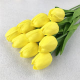 HULIANFU 2023 10PCS Artificial Flowers Garden Tulips Real Touch Flowers Tulip Bouquet Decor Mariage for Home Wedding Decorations Fake Flower