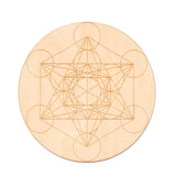 HULIANFU Log Color Chakra Pattern Round Edge Circles Carved Wooden Stand Coaster Flower of life Reload Stone Kitchen Hot Pad Mat Decor