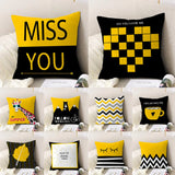 HULIANFU New Style Geometric Yellow Pillowcase Decorative Cushion For Sofa DIY Printed Pillow Chair Car Cushion Christmas Home Decoration