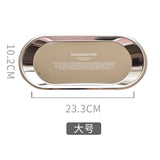 HULIANFU Stainless Steel Black Tea Tray Plate Dessert Cake Fruit Dish Letter Plates Cosmetics Storage Trays Jewelry Display Home Decor