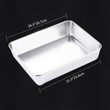 HULIANFU Thicken Stainless Steel Storage Tray with Lid Rectangle Food Plate Flat Bottom Dish Bakeware Cake Bread Baking Pan Kitchen Tools