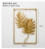 HULIANFU 2023 Nordic Metal Leaf Plant Wall Decor Wrought Iron Wall Hanging Non-perforated Wall Mural Living Room Bedroom Home Decoration Hot
