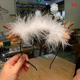 HULIANFU 2023 Christmas Headband Reindeer Antlers Horn Flower Hair Band Clasp Headwear for Kids Adult New Year Navidad Party Halloween Cosplay