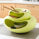 HULIANFU Multifunctional Plastic Double Layer Dry Fruit Containers Snacks Seeds Holder Desktops Plate Dish Organizer Storage Box Garbage