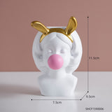 HULIANFU Resin Vase Nordic Modern Home Decoration Cute Girl Blowing Bubbles Decorative Head Carving Flower Vases Pen Holder Vase Flowers